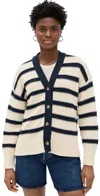Madewell Stripe Oversize Cotton Cardigan In Cream Navy Stripe