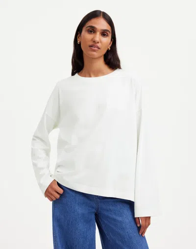 Madewell Oversized Long-sleeve Crewneck Tee In Eyelet White