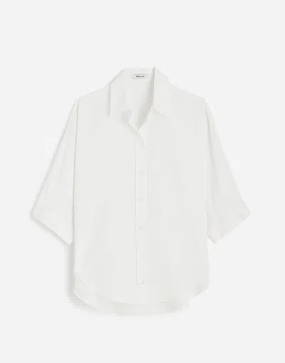Madewell Oversized Pleated-sleeve Button-up Shirt In White