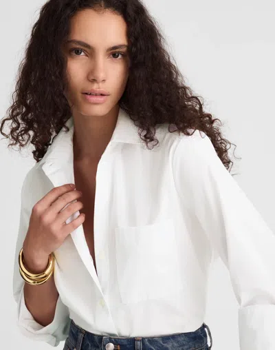 Madewell Oxford Easy Y-neck Button-up Shirt In White