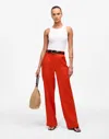 Madewell Patch Pocket Linen Flare Pants In Bright Flame