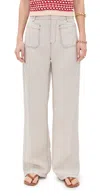 Madewell Patch Pocket Linen Flare Pants In Oat