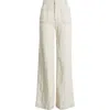 Madewell Patch Pocket Linen Flare Pants In Oat Color Linen