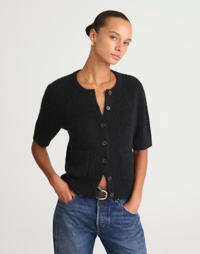Madewell Patch-pocket Puff-sleeve Cardigan In Black