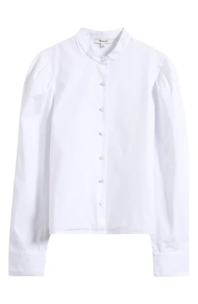 Madewell Paulina Cotton Poplin Band Collar Button-up Shirt In Black