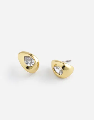 Madewell Pear Crystal Huggie Hoop Earrings In Pale Gold