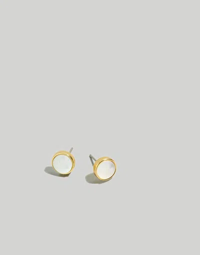 Madewell Pearl Oyster Stud Earrings In Vintage Gold