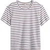 Madewell Stripe Perfect Cotton Crewneck Top In Gray