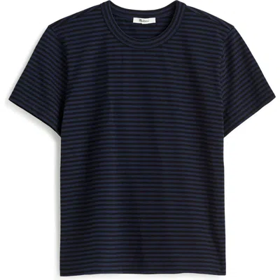 Madewell Perfect Stripe Cotton Crewneck T-shirt In Juniper Berry