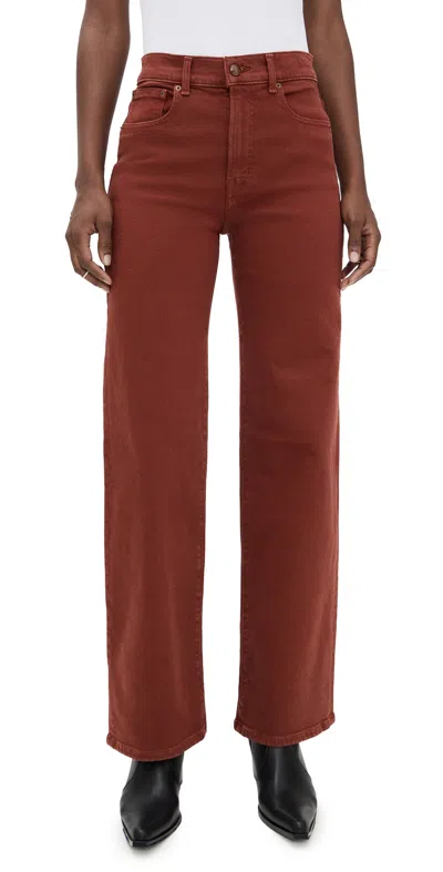 Madewell Perfect Vintage Wide Leg Jeans In Garment Dye Deep Redwood