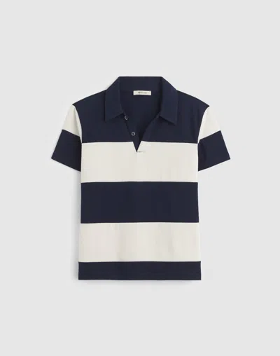 Madewell Pieced Boxy Polo Tee In Blue