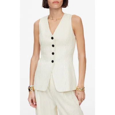 Madewell Cutaway Long Vest In Ivory Black Pinstripe