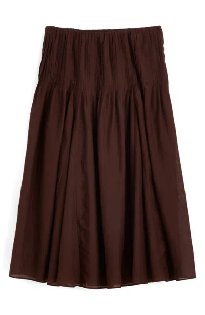 Madewell Pintuck Midi Skirt In Brown