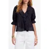 Madewell Pintucked Ruffled Puff-sleeve Top In Jet Black