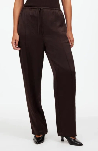 Madewell Pintuck Slim Pull-on Pants In Dark Carob