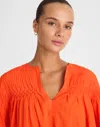 Madewell Pintucked Flutter-sleeve Top In Orange