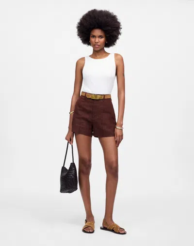 Madewell Pintucked Short In Chocolate Raisin