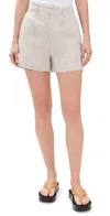 Madewell Pintucked Shorts In 100% Linen Oat