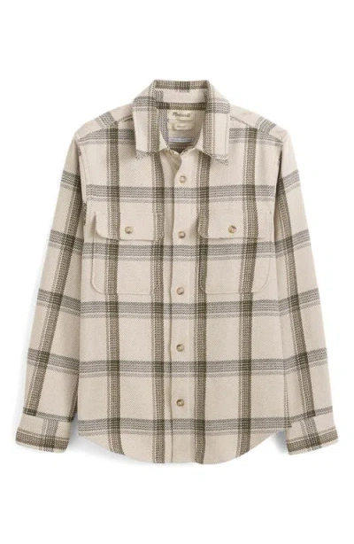 Madewell Plaid Cotton Blend Flannel Button-up Shirt In Bleached Canvas Heather