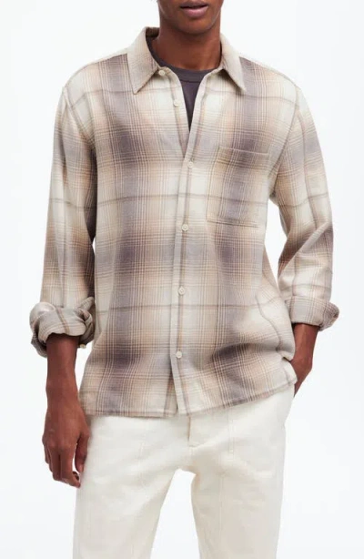 Madewell Plaid Cotton Flannel Button-up Shirt In Black Coal
