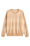 Madewell Plaid Merino Wool Pullover Sweater In Camel Combo