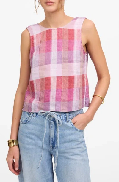 Madewell Plaid Tie Back Linen Tank Top