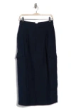 Madewell Pleated Column Skirt In Deep Indigo