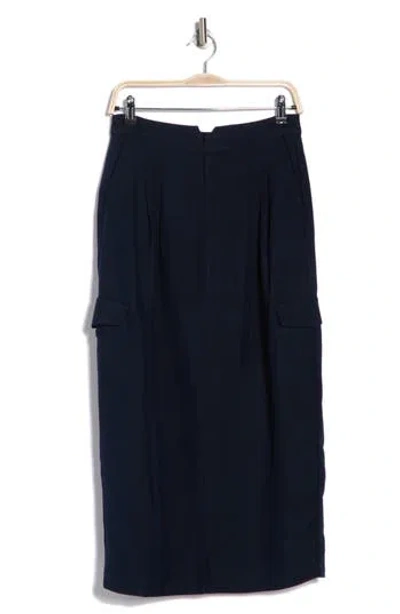 Madewell Pleated Column Skirt In Deep Indigo