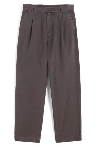 Madewell Pleated Cotton Twill Pants In Brown