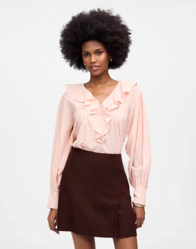 Madewell Pleated Linen Mini Skirt In Pink