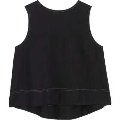 Madewell Pleated Linen Sleeveless Shell Top In Jet Black