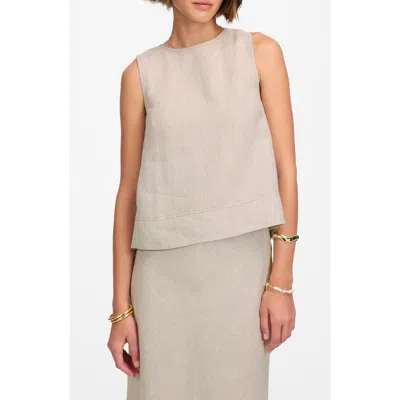 Madewell Pleated Linen Sleeveless Shell Top In Oat
