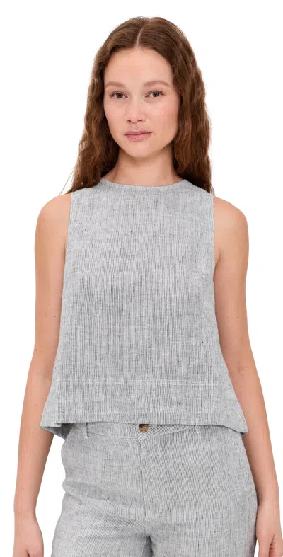 Madewell Pleated Linen Top Mini Black White Stripe In Gray