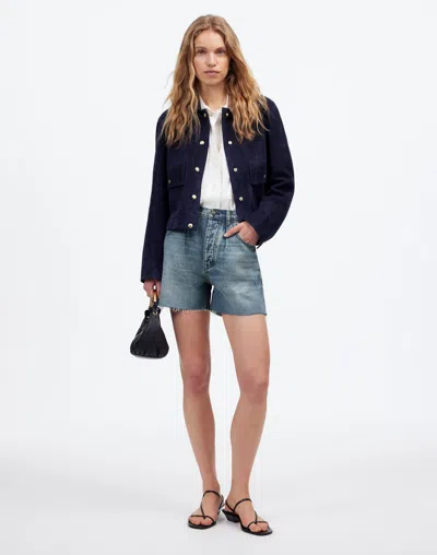 Madewell Pleated Low-slung Denim Shorts In Billings Wash