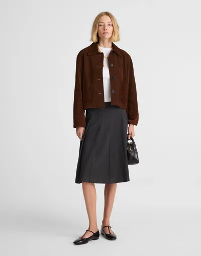 Madewell Pleated Midi Skirt In Gray