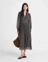 Madewell Pleated Puff-sleeve Maxi Dress In Multi