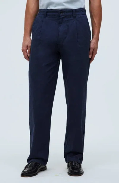 MADEWELL MADEWELL PLEATED RELAXED STRAIGHT LEG COTTON & HEMP PANTS