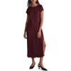 Madewell Plissé Midi Dress In Mulberry Wine