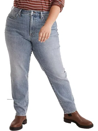 Madewell Plus The Curvy Perfect Vintage Womens High-rise Medium Wash Straight Leg Jeans In Multi