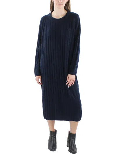 Madewell Plus Womens Midi Long Sleeve Sweaterdress In Black