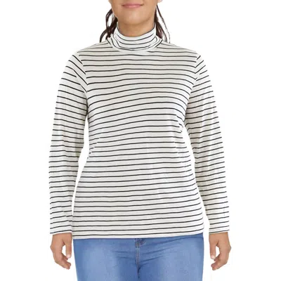 Madewell Plus Womens Striped Cotton Turtleneck Top In Multi