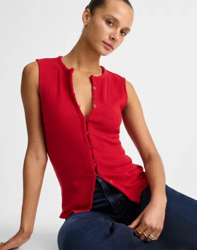 Madewell Pointelle Cutaway Vest In Red