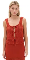 Madewell Pointelle Front Tie Sweater Tank Rustic Flame
