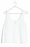 Madewell Pointelle Henley Tank In Eyelet White