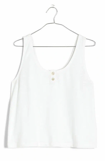 Madewell Pointelle Henley Tank In Eyelet White