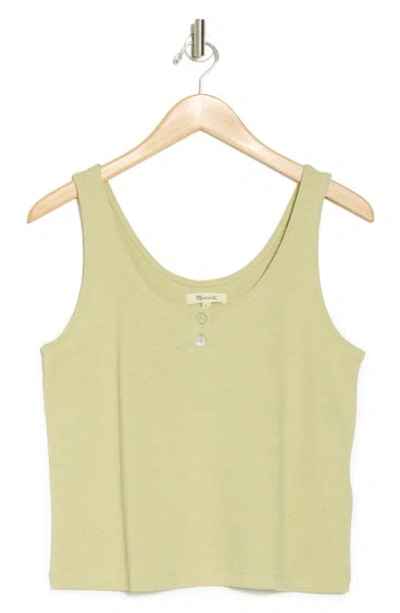 Madewell Pointelle Henley Tank In Pale Lichen