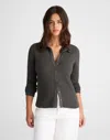 Madewell Pointelle-knit Cardigan Top In Gray