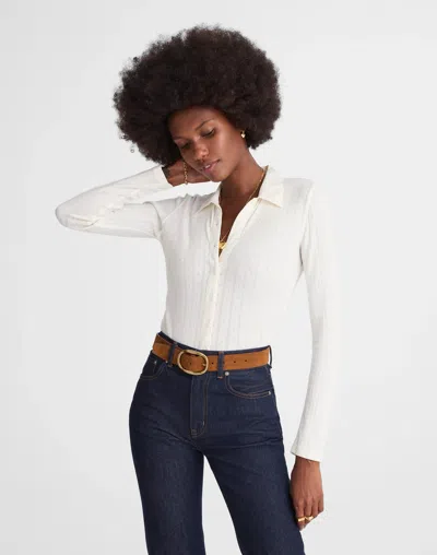 Madewell Pointelle-knit Cardigan Top In White