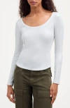 Madewell Pointelle Scoop Neck Long Sleeve Top In Eyelet White