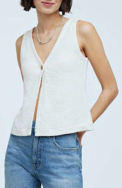Madewell Pointelle Single Button Vest In Bleached Canvas